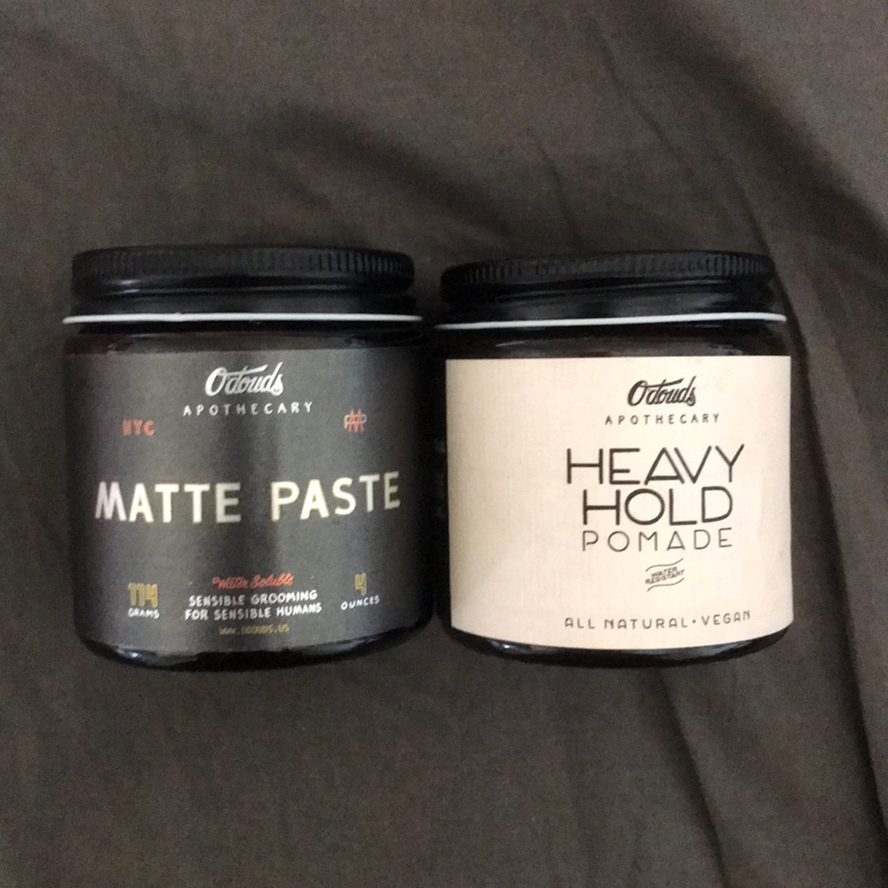 O’douds heavy hold pomade and Matte Paste